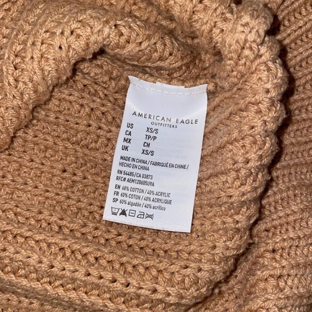 american eagle outfitters brown cable knit oversized drop shoulder turtleneck - Picture 4 of 6